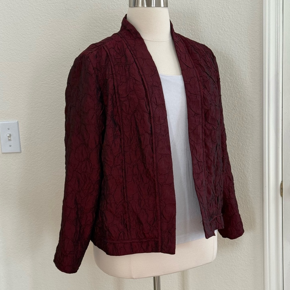 Chico's Deep Burgundy Textured Blazer Size 16 (Chico’s size 3) - Picture 3 of 16